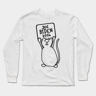 Cute Cat and Joe Biden 2024 Sign Long Sleeve T-Shirt